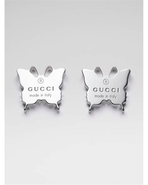 gucci interlocking g silver earrings|Gucci silver butterfly earrings.